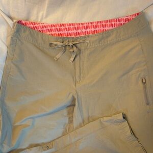 Danskin Now Khaki Chinos with Pink Patterned Waistband